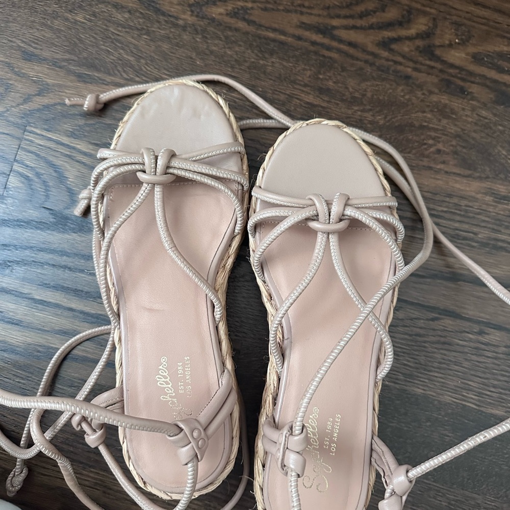 Seychelles Lace-Up Espadrille Sandals in Beige